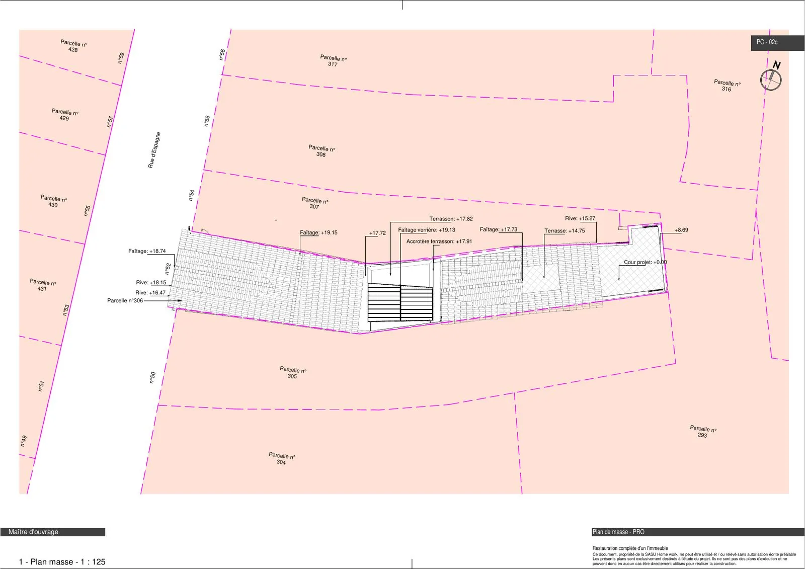 Plan de masse du projet — pièce du dossier de permis de construire